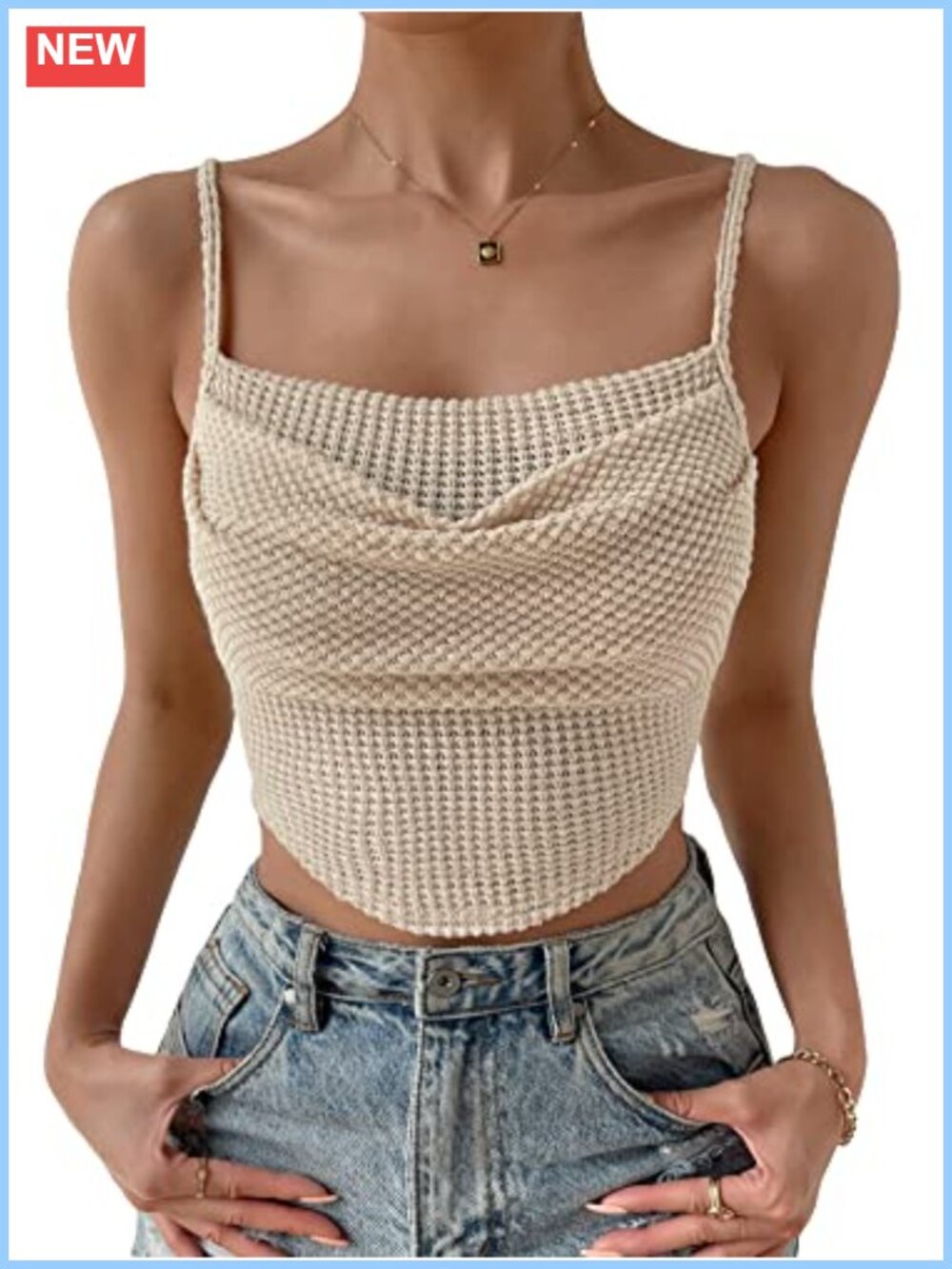 Crochet Hollow Out Sleeveless Backless Draped Crop Cami Top